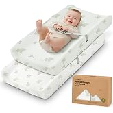 2-Pack Organic Changing Pad Covers for Girl, Boy, 100% Cotton (Elly) | 34x18, Soft Diaper Changing Table Pad Cover, Contour Baby Changing Pad Sheets, Gender Neutral Liners, Nursery Dresser, Fitted