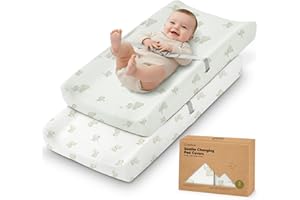 2-Pack Organic Changing Pad Covers for Girl, Boy, Neutral - 100% Cotton Changing Table Pad Cover, Soft Baby Nursery Diaper Ch