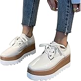 Fashion Platform Sneakers For Women Girls Casual Vintage Lace Up Chunky High Heels Low Top Slip On Flats Walking Shoes British Style Dress Oxfords Slip-On Loafers Fall Dressy Shoes