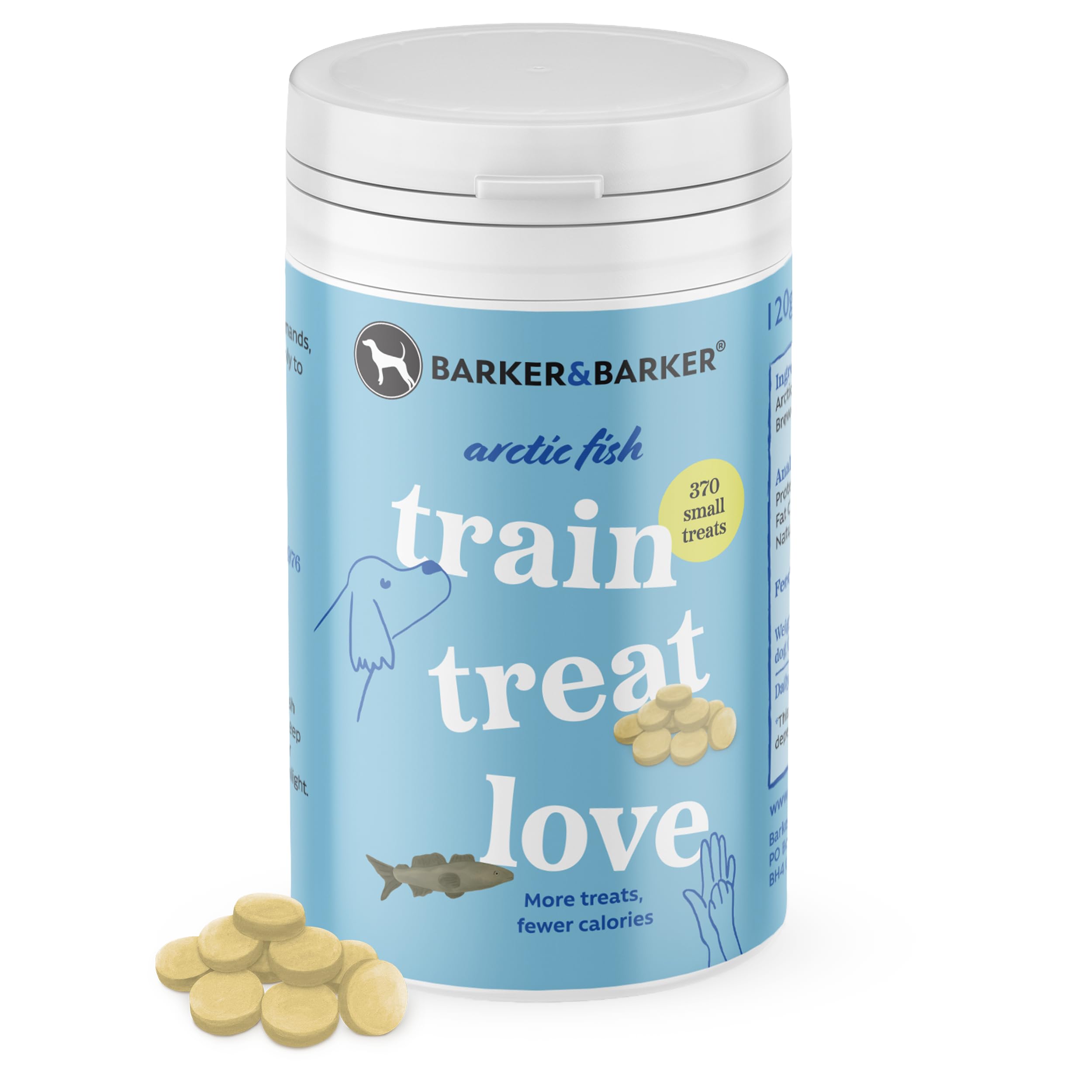 Barker and Barker Grain Free Dog Training Treats ❘ 370 Tasty & Healthy Small Arctic Fish Treat Pack | Low Calorie, High in Protein | No Artificials - 100% Human-Grade for Puppies & Small Breed Dogs