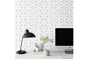 Heroad Wall Paper Peel and Stick Modern Light Grey Wallpaper Peel and Stick Boho Geometric Gray Contact Paper for Cabinets and Drawers Renter Friendly Self-Adhesive Removable Waterproof 17.7” x 118”