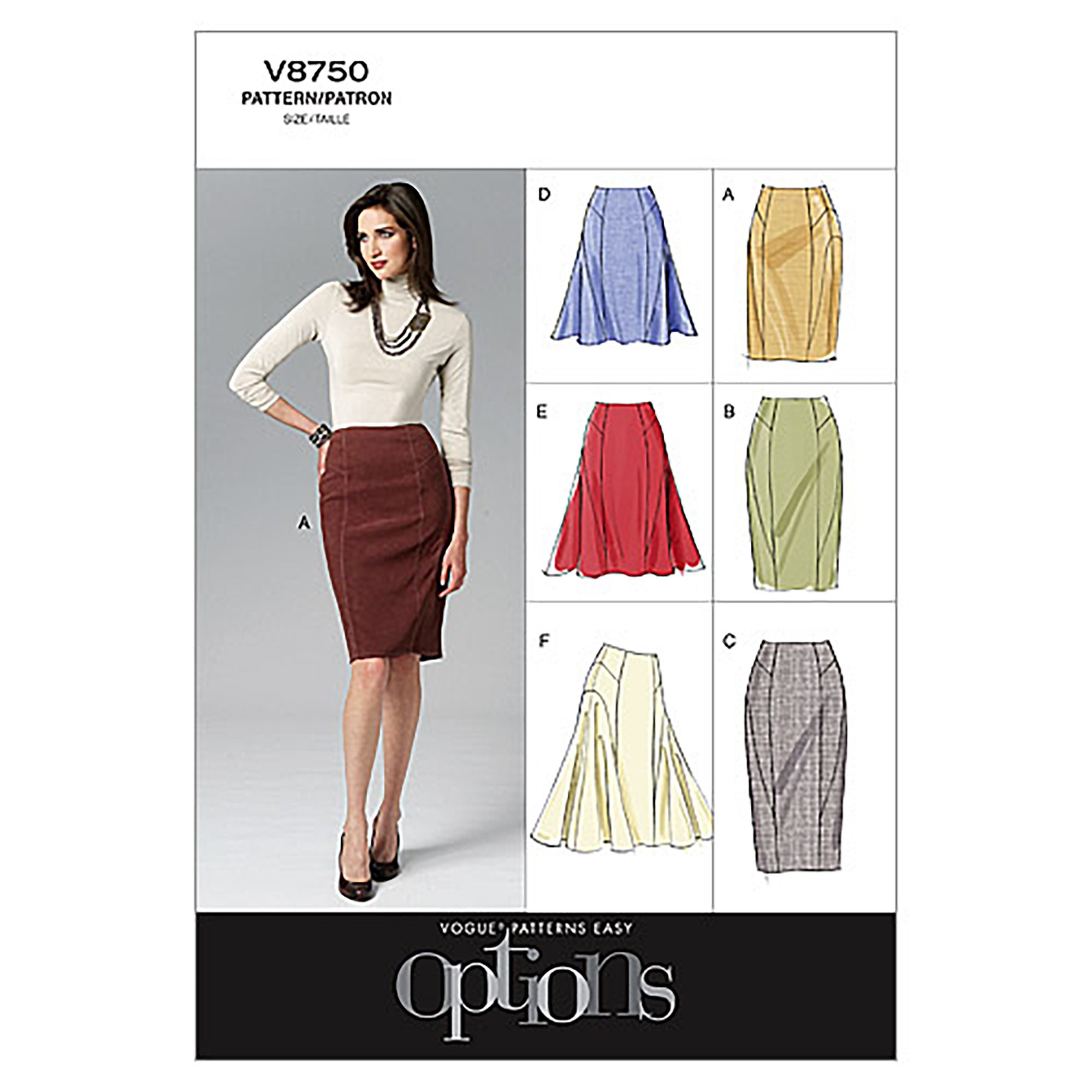 Vogue Patterns V8750 Size AA 6-8-10-12 Misses' Skirt