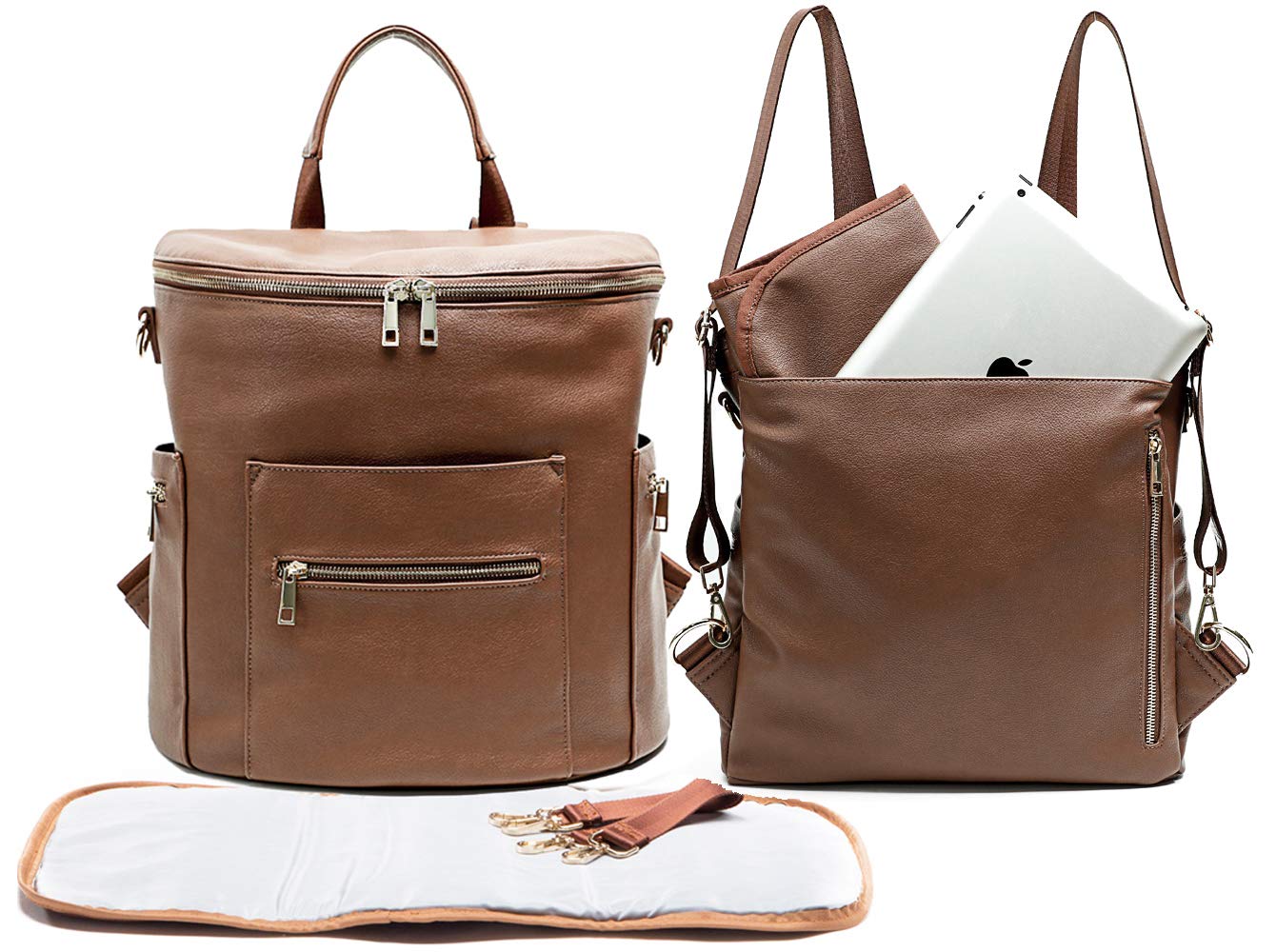 Black Leather Diaper Bag Backpack Ermes