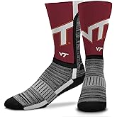 For Bare Feet NCAA Youth University Socks - Officially Licensed School Logo - Girls & Boys - Crew Style - Support your team on Game Day (Virginia Tech Hokies - Maroon, One Size)