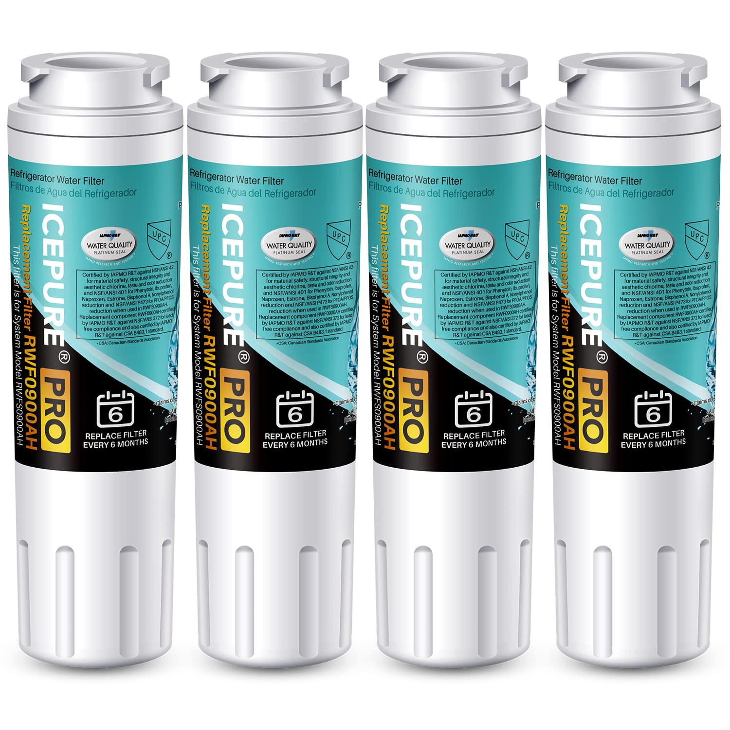Photo 1 of ICEPURE PRO UKF8001 NSF401&473&53&42 Certified Replacement Everydrop EDR4RXD1, Filter 4, Maytag UKF8001AXX UKF8001P, Whirlpool 4396395 WF-UKF8001 FMM-2 MPF15090 SGF-M9 Refrigerator Water Filter 4PACK