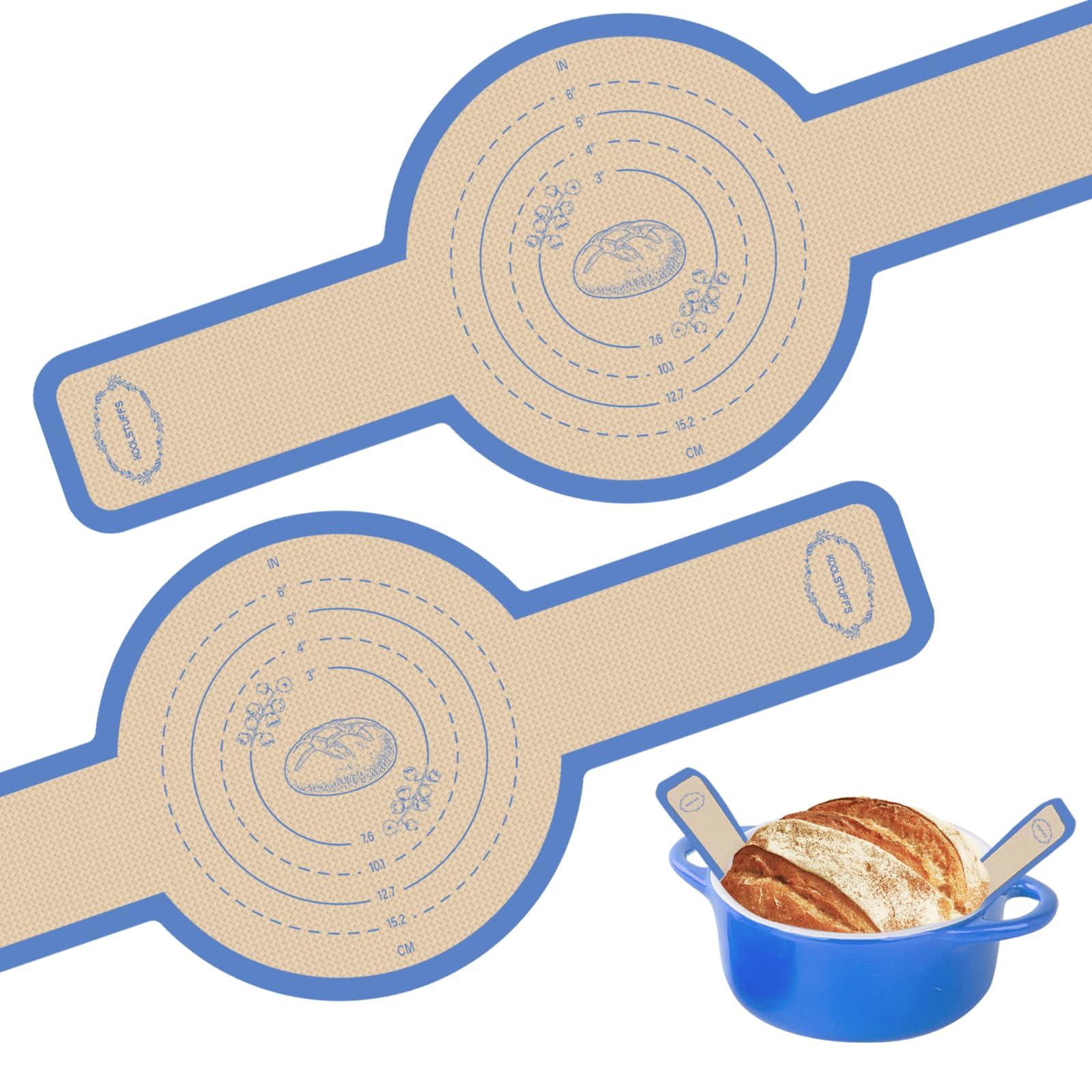 Photo 1 of Silicone Bread Sling for Dutch Oven, Silicone Sourdough Baking Sling Non-Stick & Easy Transfer, Sourdough Mat for Bread Baking Supplies - 2PCS