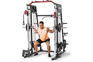 TackView All-in-One Smith Machine Home Gym. 2200LBS Squat Rack Power Cage with LAT Pull-Down, Cable Systems & Leg Hold-Down