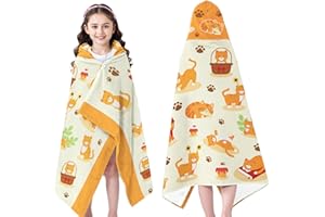 INXENG Cat Hooded Towel, Soft Towel for Girls and Boys, Hooded Beach Towel Kids, Kids Hooded Bath Towels, Cute Cats Beach, Bath, Pool, Swim Towels