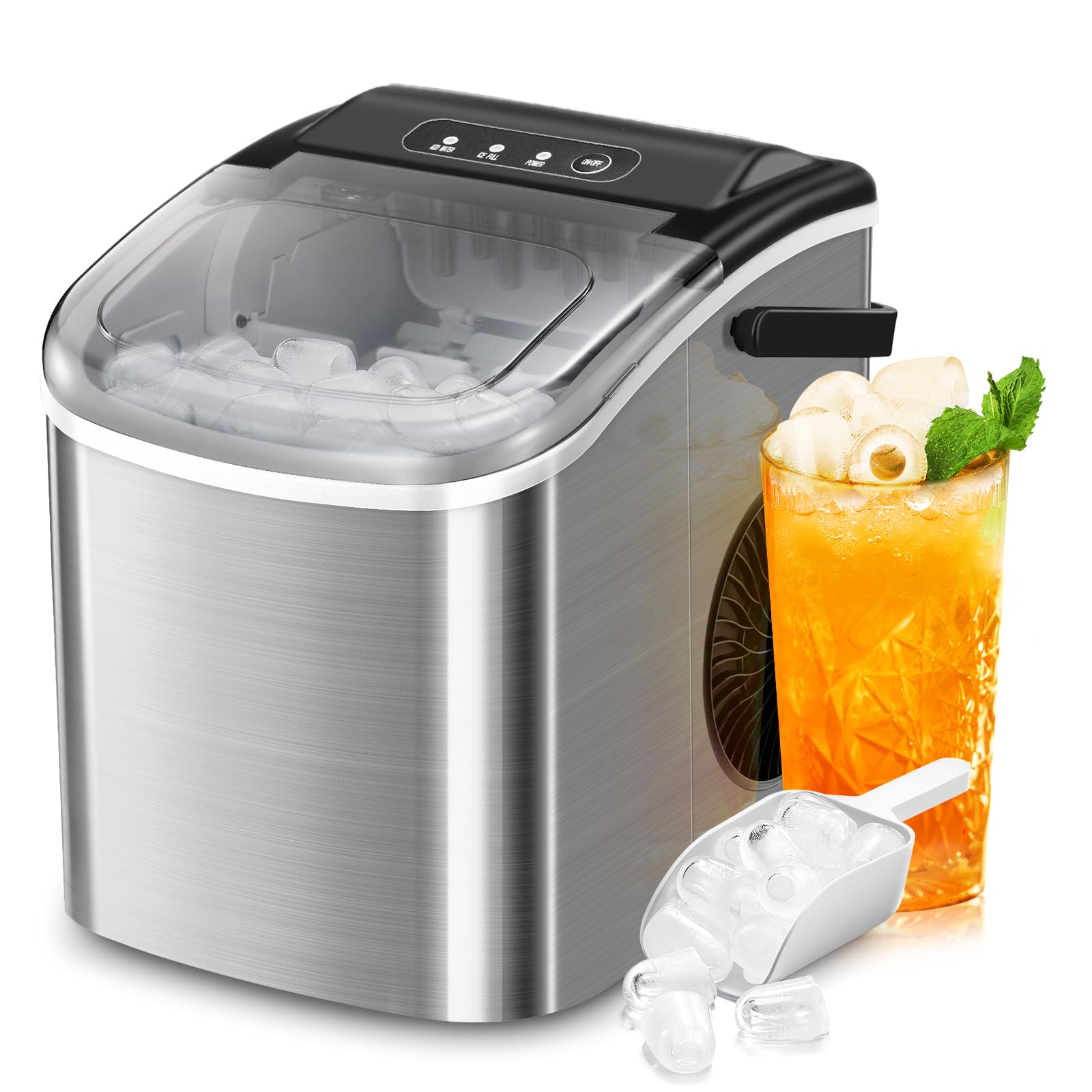 Photo 1 of ****PARTS ONLY*****ZAFRO Ice Maker Countertop, Portable Stainless Steel Ice Machine with Self-Cleaning,26.5lbs/24H,9 Bullet Ice Cubes in 6 Mins,Ice Basket and Scoop,Ideal for Home,Kitchen,Party, Stainless Steel Silver
