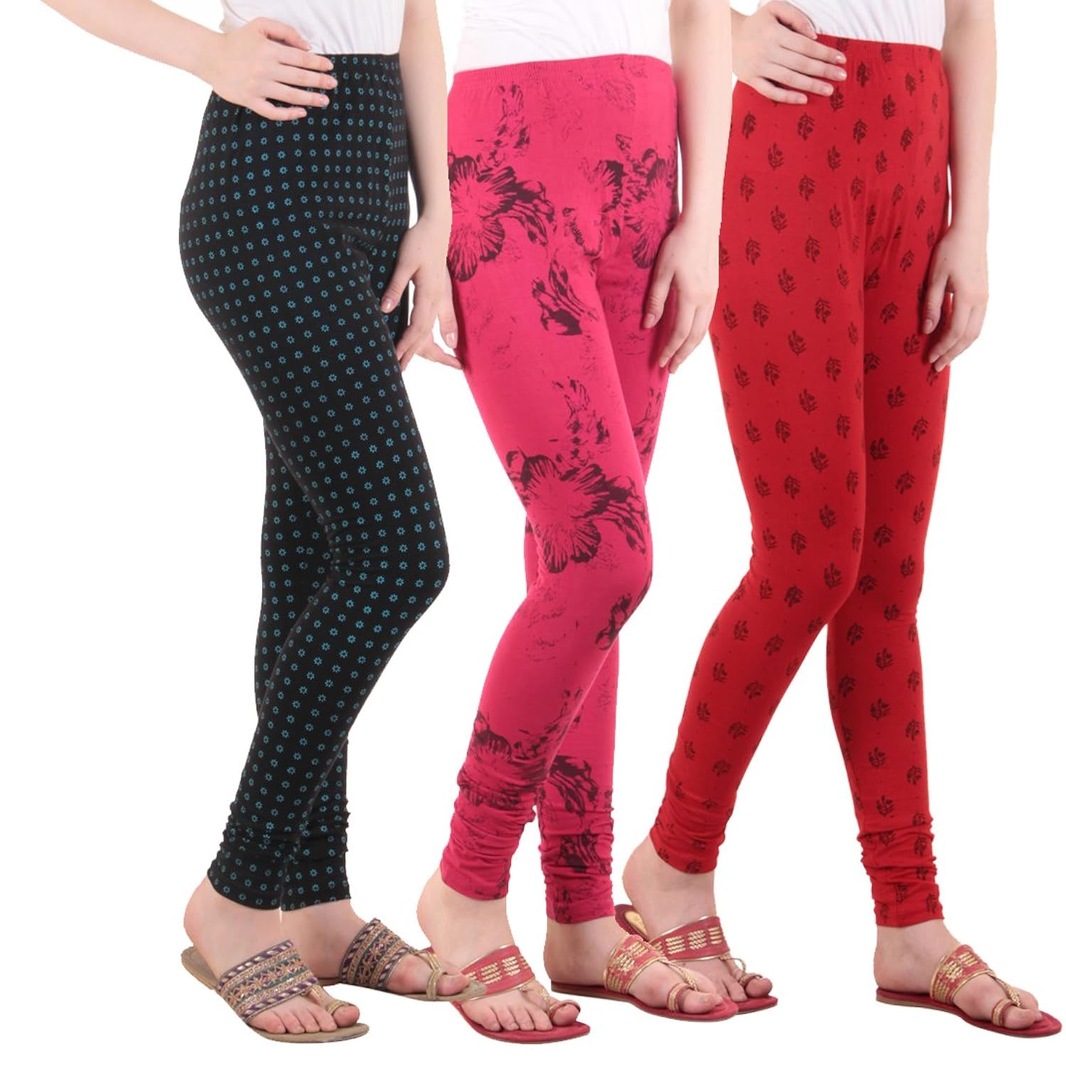 diaz&reg; cotton lycra printed legging for women pack of 3