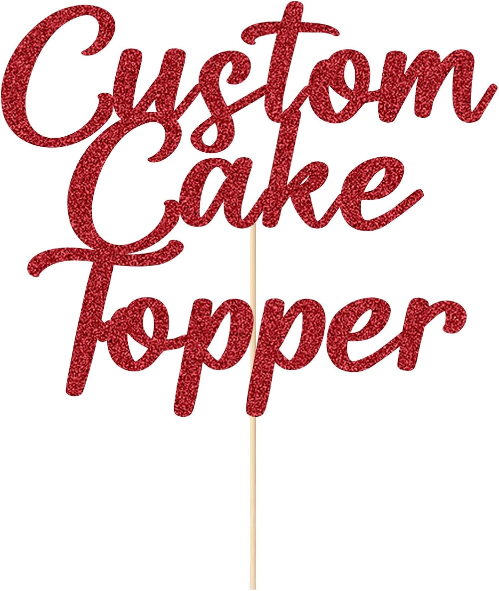 EDSG Personalised Cake Topper Happy Birthday Wedding Red 160x108mm