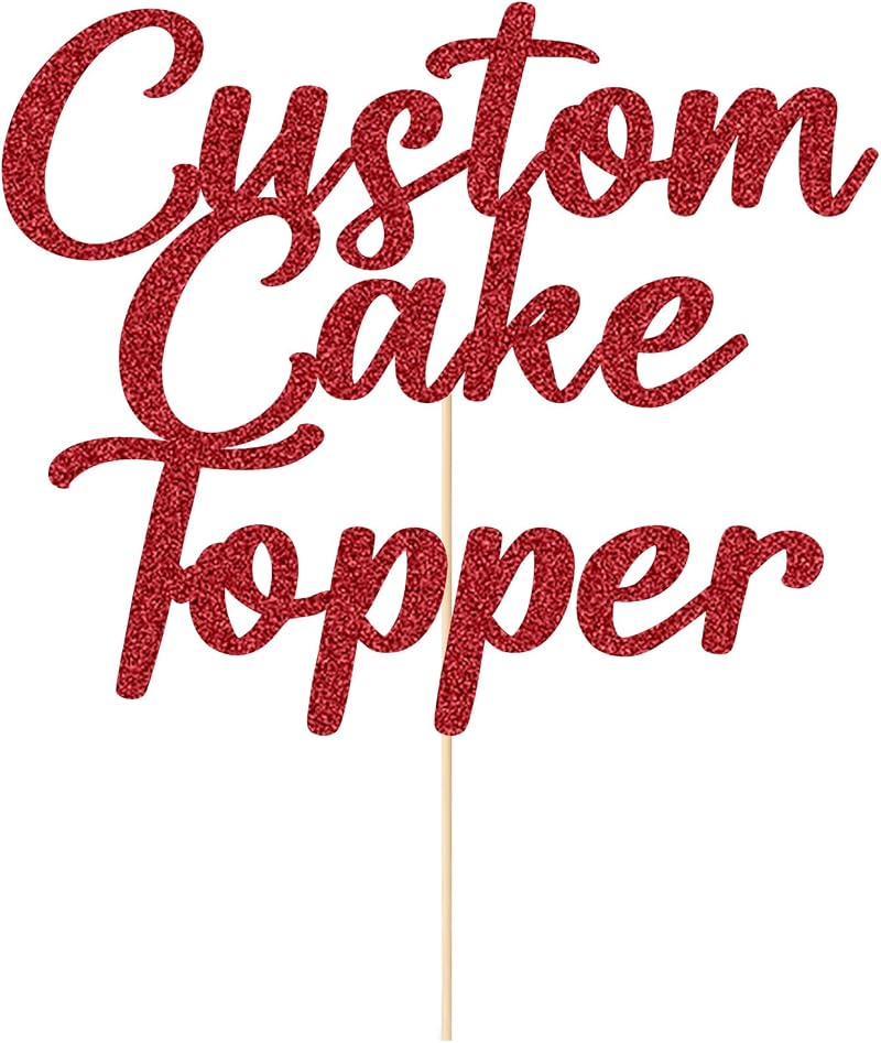 EDSG Personalised Cake Topper Happy Birthday Wedding Red 160x108mm