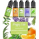 Essential Oils Sets Pure Oils kit- Top 5 Aromatherapy Oils Gift Set-5 Pack, 10ML(Lavender, Lemon Grass, Orange, Peppermint, T