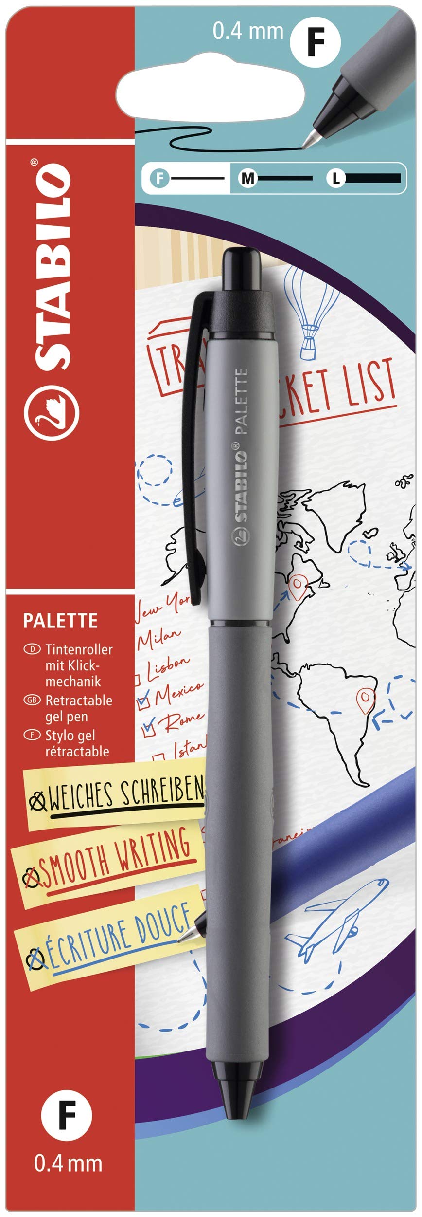 STABILO PALETTE - Retractable Gel Pen - Pack of 1 - Black