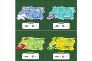 MYMUHUAN Kids Car Track Set, 25PCS Puzzle Racer Kids Car Track Set, Puzzle Racer Car Track Set, Meet Gladness Car Track Puzzle, Children's Educational Puzzle Track Car Play Set (5PCS, 4IN1)