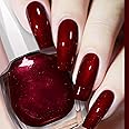 COSMOO 12ml Wine Red Nail Polish, Burgundy Quick Dry Nail Lacquer, Super Lustrous Nail Enamel Polish, Iridescent Ultrachrome Nail Art Varnish