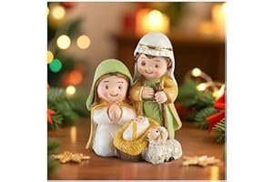 MAGICSCULP Holy Family Figurine - Nativity Scene Baby Jesus Mary Joseph with Sheep Home Decorations, Mini Nativity Set for Table Display, Religious Gifts for Christamas, Weddings and Holidays, 3.14" H
