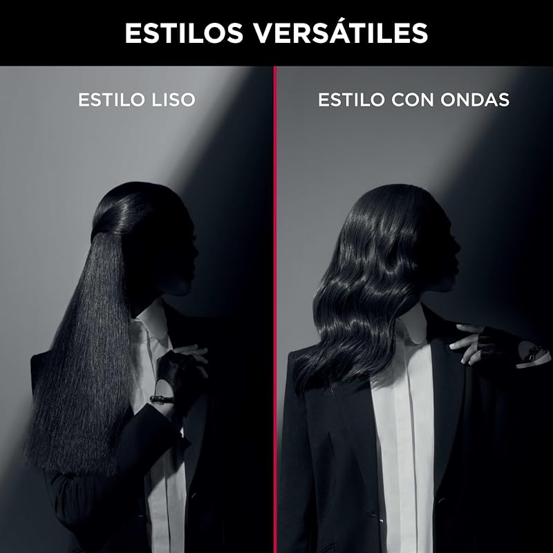 x Karl Lagerfeld Extra Liss SF411L-Plancha de pelo con Recubrimiento de Keratina, Turmalina, pantalla LED, apagado autómatico, negro, 9 cm x 4.5 cm