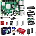 Vemico Raspberry Pi 4B 4GB Kit with 32GB Card 5V3A Power Supply with ON/Off Switch 3 Heatsinks 4K Micro HD Out Cables Pi4 Case Cooling Fan