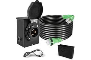 YIFOR 50 Amp Generator Extension Cord 25FT and Power Inlet Box, NEMA 14-50P/SS2-50R Generator Cords, RV Power Cord with NEMA SS2-50P Generator Inlet, ETL Listed, Weatherproof