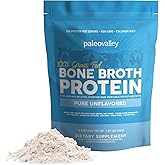 Paleovalley 100% Grass Fed Beef Bone Broth Protein Powder - Rich in Collagen Peptides for Hair, Skin, Gut Health, Bone and Joint Support - 15g Protein Per Serving - No Gluten or GMOs