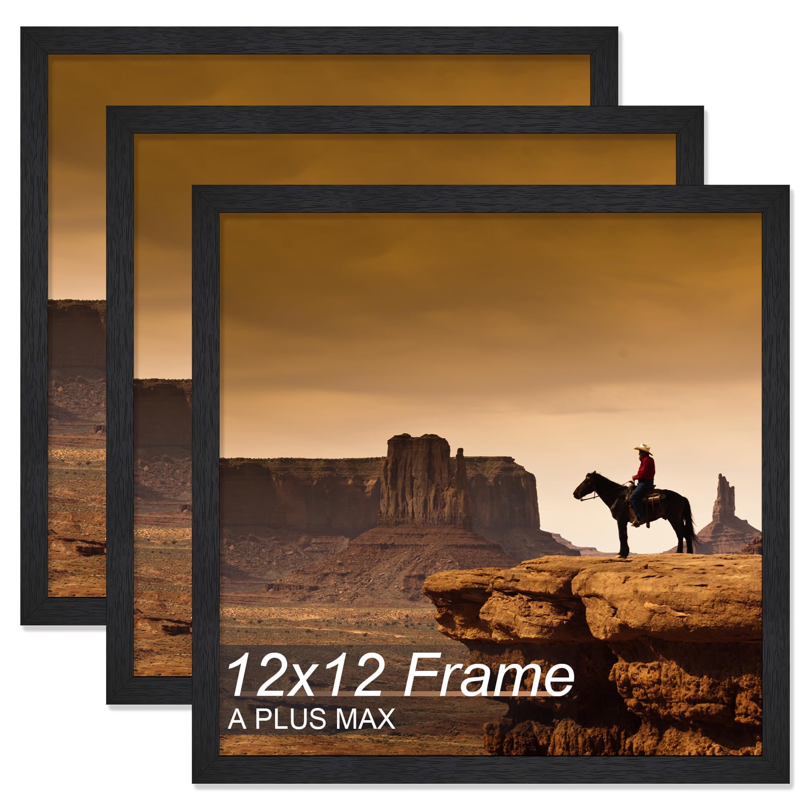 A PLUS MAX Square 12x12 Frame Set of 3, Black