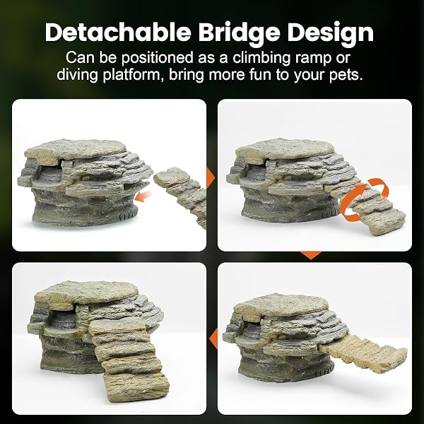 MIXJOY 130GPH TURTLE TANK FILTER, ULTRA-QUIET TURTLE FILTER WITH TURTLE BASKING PLATFORM, DETACHABLE BRIDGE FOR CLIMBING&DIVING, ADJUSTABLE FLOW, MULTI-LAYER FILTRATION, FILTER FOR TURTLE TANK, DECOR