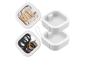 RuDily 2pcs Hair Tie Organizer Boxes,Small Portable Hair Tie Holder Organizer Can Be Stackable Or Hung On The Wall,Best for Hair Ties Storage or Small Items Organizer on Desktop (2 pcs white)