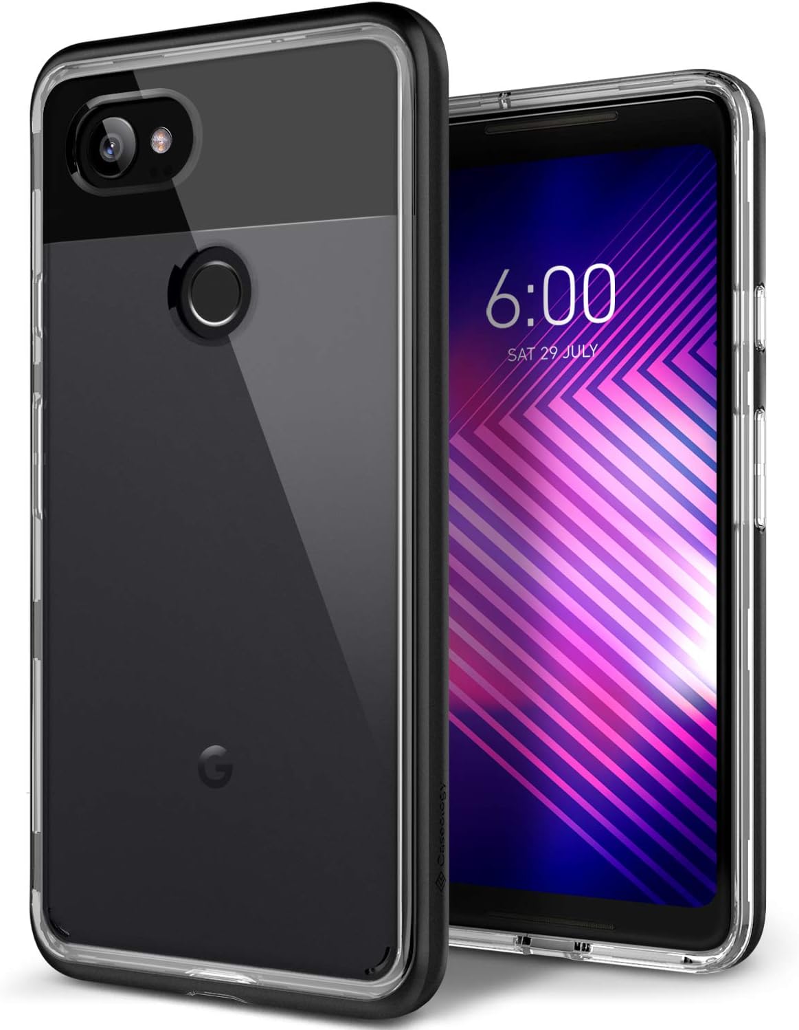 Caseology Skyfall for Google Pixel 2 XL Case (2017) - Clear Back & Slim Fit - Black