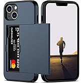 Nvollnoe for iPhone 13 Case with Card Holder Heavy Duty Protective Dual Layer Shockproof Hidden Card Slot Slim Wallet Case for iPhone 13 for Women&Men(Blue)