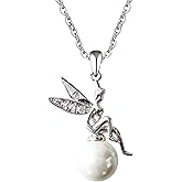 Hiqmic 925 Sterling Silver Peanut Pearl Pendant Necklace Fashion Zirconia & White Gold Plated Jewelry Gifts for Women, 16"_WK99055
