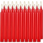 YOROXRG Set of 20 Red Candles &ndash;Spell Chime Candles for Christmas,Household, Wedding, Rituals, Prayer, Birthdays, Meditation, Altar,Party and Home D&eacute;cor Candlesticks - 4 Inch Tall, Unscented (Red)