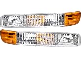 N&amp;P Front Parking Light Turn Signal Lamp Assembly Set for 99-02 Silverado 00-06 Tahoe &amp; Suburban Pickup Truck Chrome