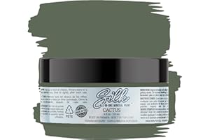 DIXIE BELLE PAINT COMPANY Dixie Belle Silk All-in-One Mineral Paint - Cactus (4oz) - Muted Green Water Based Built-In Primer + Topcoat for Wood + Metal - Durable Furniture Paint - Low Reflective Finish - Made in the USA