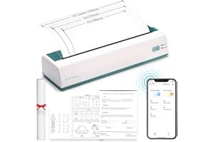 OFFNOVA Portable Printer Wireless for Travel, Thermal Inkless Printer, Support US Letter & A4 Size, Compatible with iOS, Android, Laptop with 1 Roll 8.5" x 11" Thermal Paper, for Mobile Office, Green