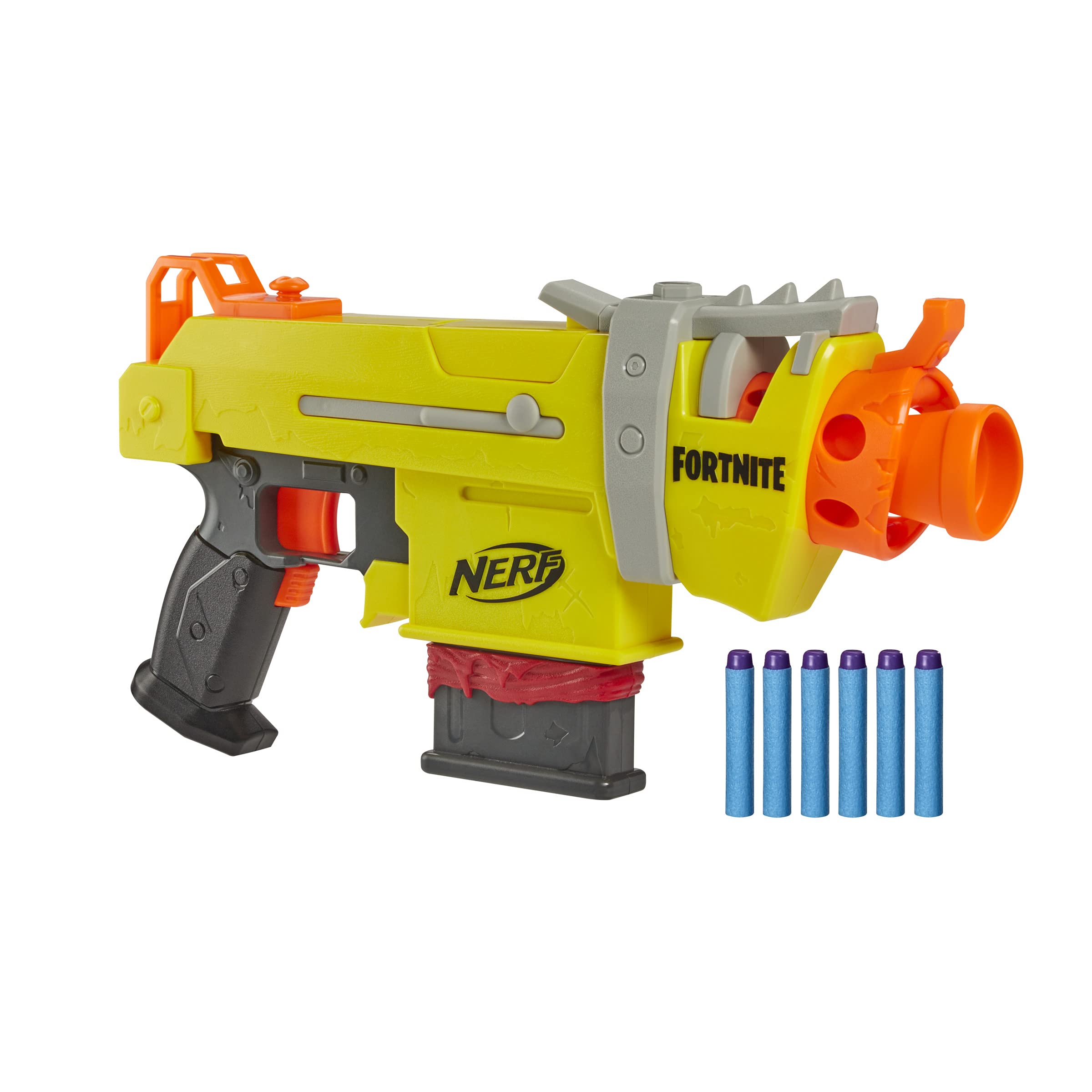 NERF Hasbro Fortnite SMG-L Motorised Blaster - Includes 3 Targets - with 6 Dart Clip Magazine and 6 Elite Darts