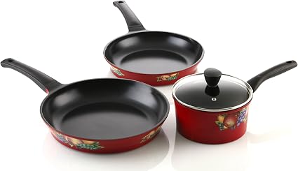 Amazon Amore フレイムキス セラミック ノンスティック 4ピース スターター 調理器具セット 2クォート ソースパン ガラス蓋 フライパン2個 エレガントなデザイン ナノセラミックコーティング シルバーイオン付き 100 Ptfe Pfoaフリー Amore Kitchenware 食器