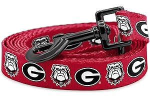 SHOPINSTAPETS Georgia Bulldogs Custom Handmade Adjustable Nylon Collars and Leashes (6 Ft Leash)