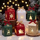 Flutesan Christmas Table Centerpiece LED Light up Paper Lanterns Boxes | Gliter Table Centerpiece Boxes, Snowflakes Santa Claus Decorative Luminaries, for Winter Holiday Xmas Wonderland Decor Supply