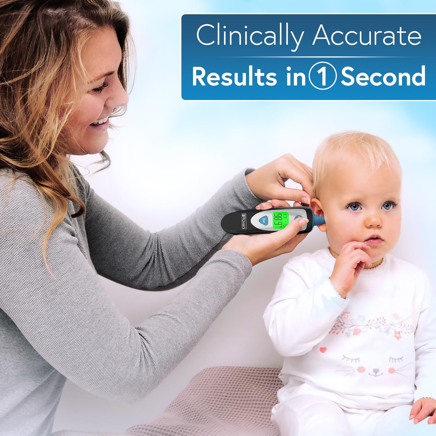 iProven Digital Ear Thermometer for Adults, Kids and Babies |Accurate, Fast & Easy to Use| Ear and Forehead Mode, Fever Detection, 1-Second Reading, 20 Memory, Backlit Display