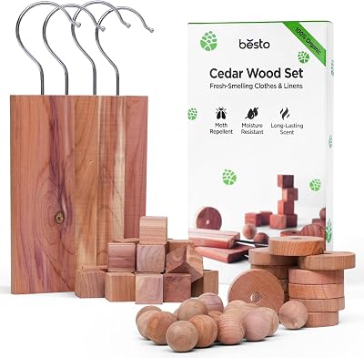 Besto Cedarwood Moth Repellent 56 Pcs Natural Cedar Discs Rings Balls