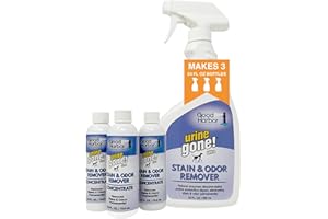 Urine Gone Stain & Odor Remover Concentrate: Fast-Acting, Natural Probiotic Enzymes, eliminate Stain & Odor on Carpet, Floor, & More. Helps Stop Pet Marking. Spray bottle + 3 fills. Makes 73.5 oz