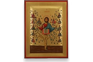 BLESSEDMART Tree of Life Icon - Premium Quality Greek Orthodox Byzantine Icon, Handmade on Natural Solid Wood, Gift Ready - Ships in a Box