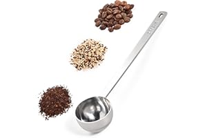 18/8 Stainless Steel Coffee Scoop, Doosu Food-Grade Metal Measuring Spoon with 6.9in Long Handle, Tablespoon Scooper for Coffee Beans, Ground Coffee, Espresso, Protein Powders, Tea, Sugar (2 Tbsp)