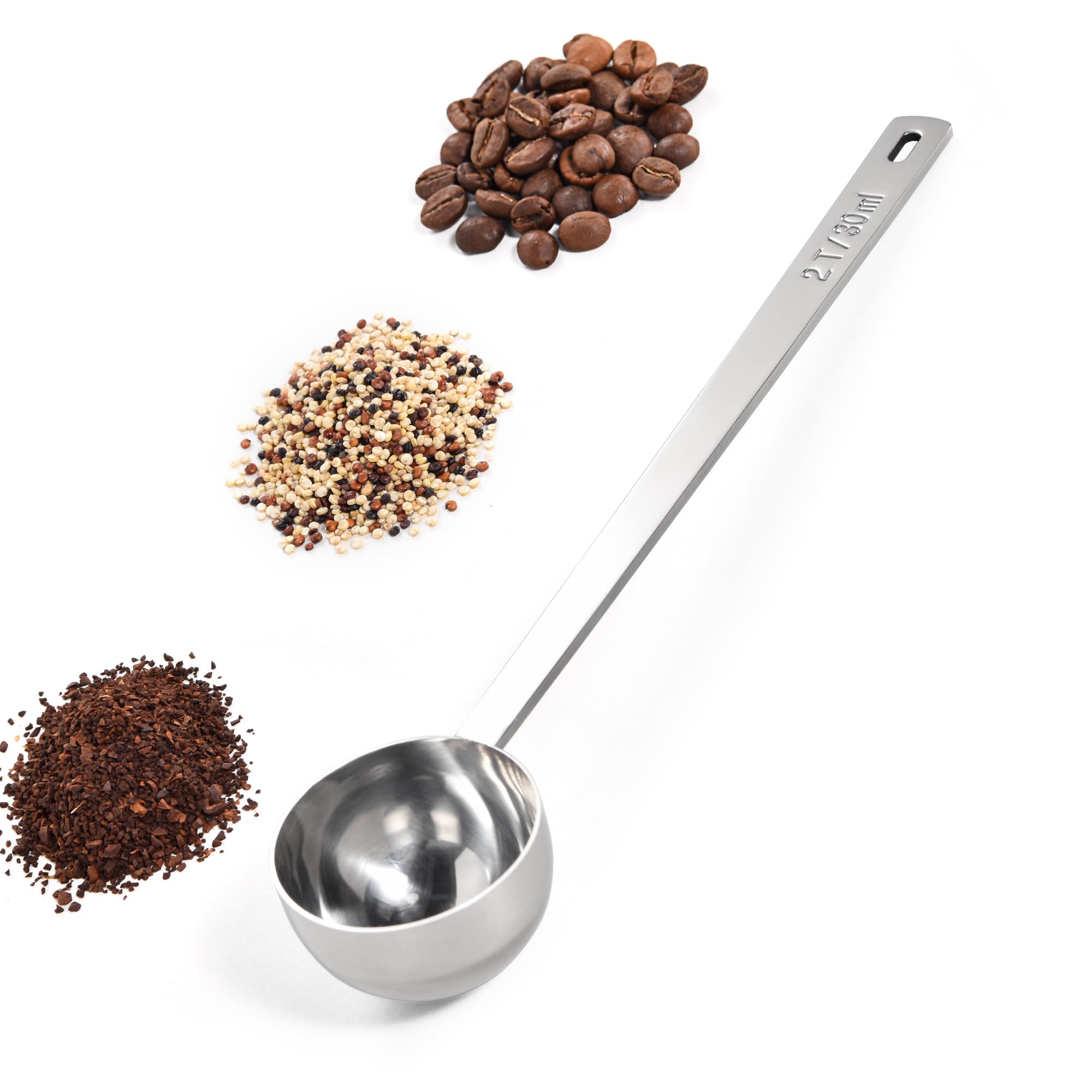 Photo 1 of 18/8 Stainless Steel Coffee Scoop, Doosu Food-Grade Metal Measuring Spoon with 6.9in Long Handle, Tablespoon Scooper for Coffee Beans, Ground Coffee, Espresso, Protein Powders, Tea, Sugar (2 Tbsp)