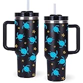 momocici 40oz Sea Turtle Tumbler with Handle Gifts for Women.Sea Turtle Lover Cups Tumbler Gifts for Women.40 oz Birthday Christmas Sea Turtle Cup Tumblers for sea turtle lover.