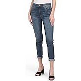 Democracy Women's Ab Solution Straight Leg Jean, Blue Rolled Cuff, 12