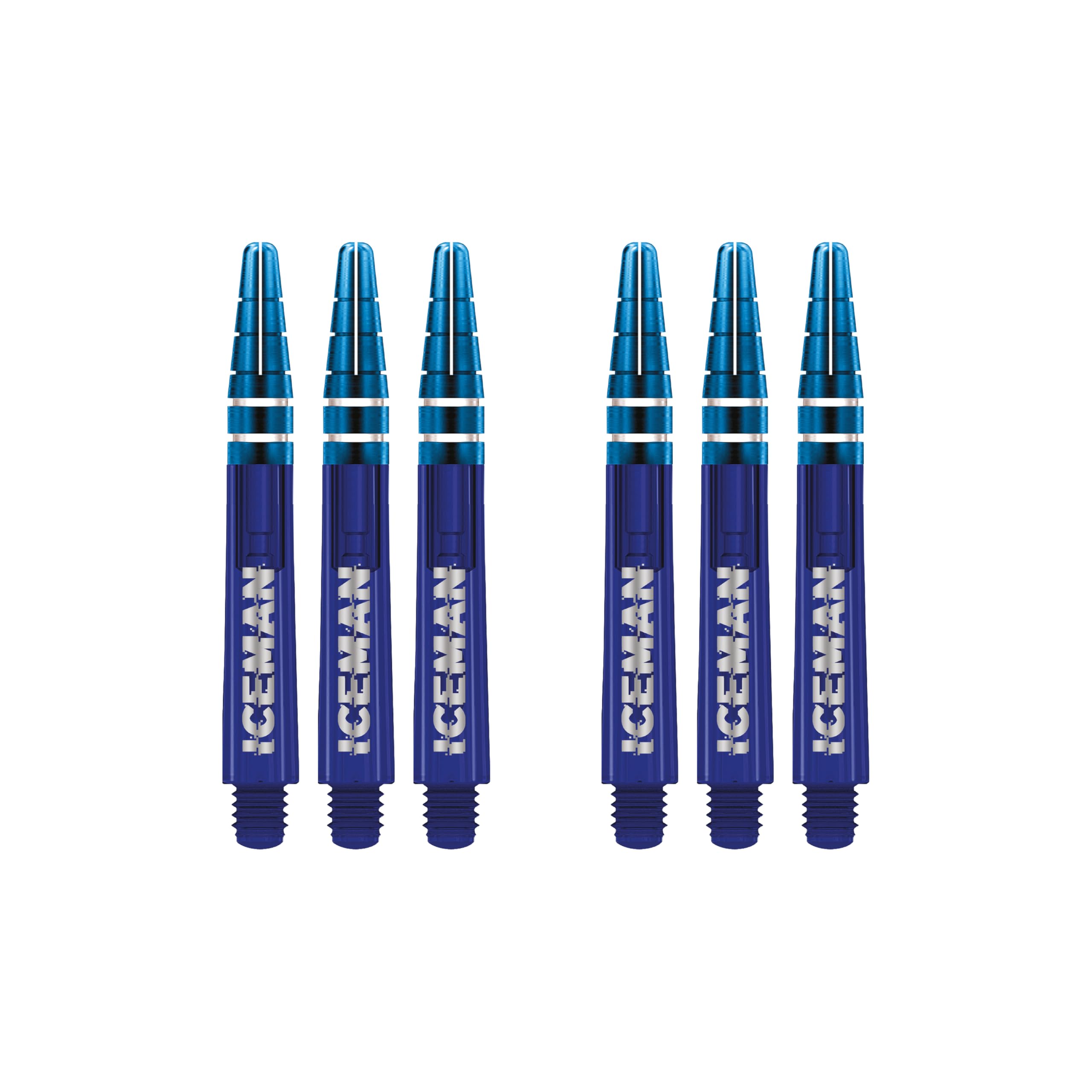 RED DRAGON Gerwyn Price Nitrotech Blue with a Blue Top Intermediate Dart Shafts - 2 sets per pack (6 shafts in total)