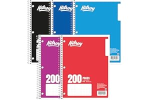 Hilroy 1-Subject Coil Notebook, 8" x 10.5", Quad Ruled, 200 Pages/100 Sheets, 1 Notebook, Colour May Vary (13009)