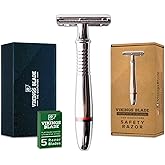VIKINGS BLADE Double Edge Safety Razor for Men + 5 Swedish Steel Blades + Luxury Case. Classic 3-Piece. Reusable, Eco-Friendly (The Godfather)